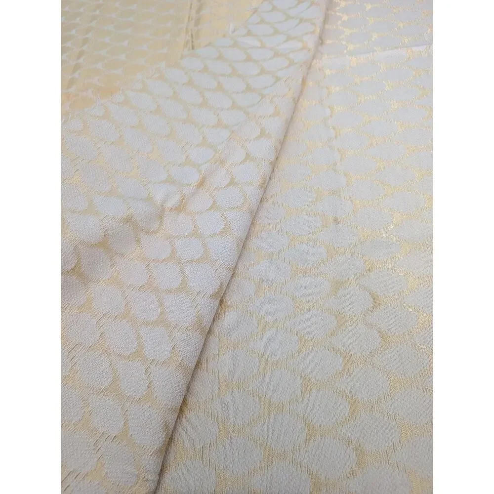 Butter Yellow Brocade Fabric Geometric Ogee Lattice Material 44